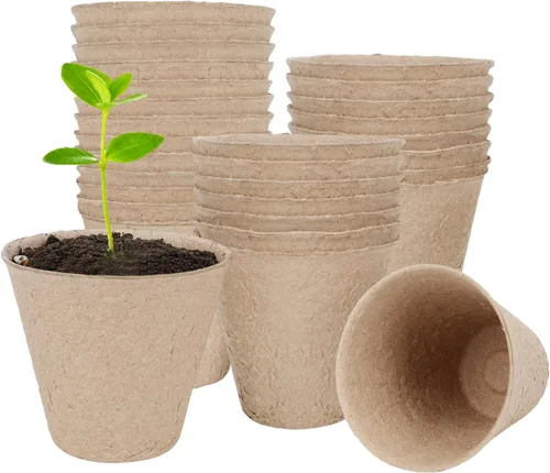 30 paquetes de macetas de turba, macetas para iniciar semillas de 3.1 pulgadas sin agujeros de drenaje, maceta de vivero redonda biodegradable, para
