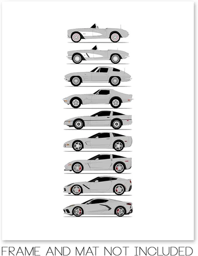 Vista 59 de Custom Car Posters Póster hecho a mano compatible con Chevy Corvette Generations e impresión de Chevrolet Corvette (C1 C2 C3 C4 C5 C6 C7 C8)