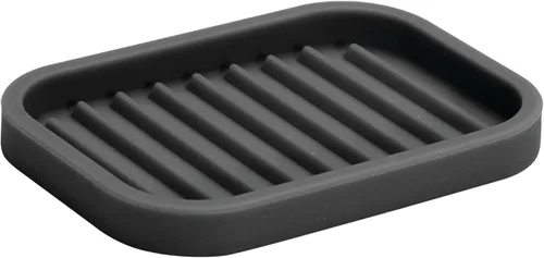 Vista 5 de iDesign Silicone Soap Dish for Bar Soap or Scrub Brush - Ideal for Kitchen or Bathroom - Black