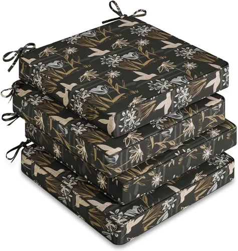 Vista 11 de downluxe Cojines impermeables para sillas de exterior para muebles de patio, cojín para silla de patio de 18 x 18 x 2 pulgadas con lazos ajustables