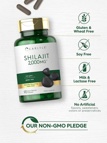 Vista 4 de Carlyle - Cápsulas de Shilajit 2000mg 90 unidades Suplemento sin OMG y sin gluten