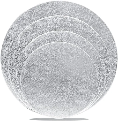 Vista 9 de Paquete de 4 tableros dorados redondos para tartas de 6, 8, 10, 12 pulgadas, 1 de cada tamaño para hornear, pasteles de cumpleaños, postres