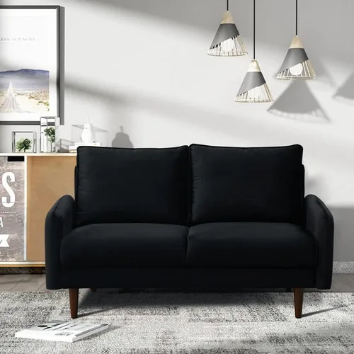 Vista 78 de INSTORY Sofá de terciopelo Sofá moderno de mediados de siglo con patas de madera para sala de estar - Beige