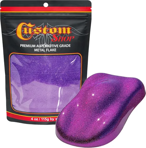 Vista 54 de Custom Shop - Plata a arco iris- 4 onzas de microescamas holográficas de metal de 0.004 pulgadas de tamaño de 100 micrones - Resistente a los rayos