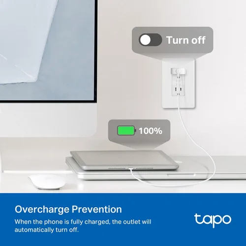 Vista 5 de TP-Link Tapo Smart Plug P210M, enchufe de pared empotrado Wi-Fi, compatible con Matter, monitoreo de energía, 15A/1800W Max, funciona con Alexa