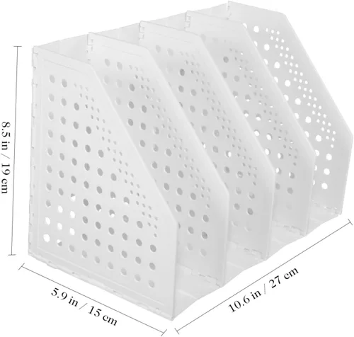 Vista 8 de OSALADI Desk File Organizer with Multiple Compartments Collapsible Binder Holder and Magazine File for Office Use Material Space-saving Design for