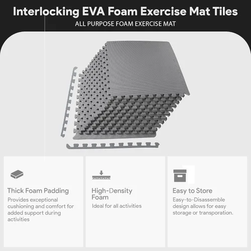 Vista 3 de BalanceFrom Puzzle Exercise Mat 1/2" Thick, EVA Interlocking Foam Floor Tiles for Home Gym, Mat for Home Workout Equipment, Floor Padding for Kids