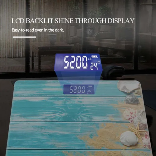 Vista 3 de Báscula digital para peso corporal, báscula de baño, báscula personalizada para peso corporal, 400 libras con gran pantalla retroiluminada, fácil