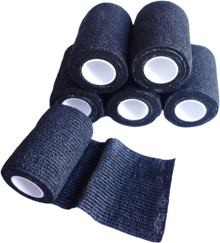Vista 14 de Paquete de 6 vendajes autoadhesivos de 1 pulgada x 5 yardas, transpirable, cohesivo para mascotas, cinta elástica autoadhesiva para deportes, Negro