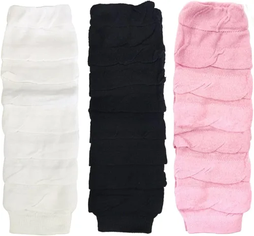 Bowbear Little Girls - 3 pares de calentadores de piernas con volantes en capas