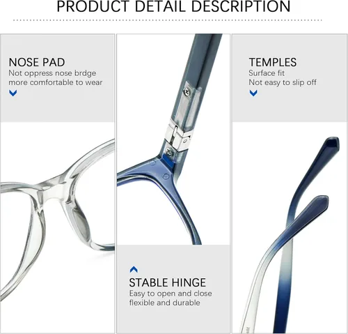 Vista 10 de 3 Pack Progressive Multifocus Reading Glasses Blue Light Blocking Multifocal Readers for Women Men with Spring Hinge