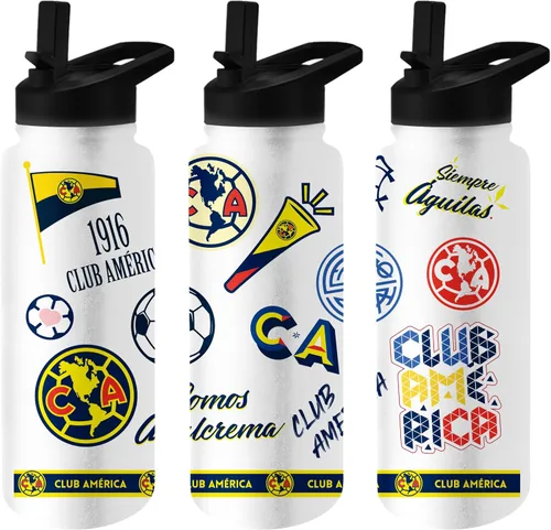 Vista 4 de Logo Brands Liga MX Cruz Azul FC - Botella Quencher de 34 onzas, diseño de equipo completo, aislada al vacío con tapa de pajilla, botella de agua
