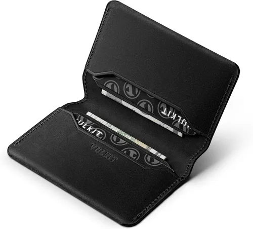 Vista 13 de VULKIT Cartera delgada minimalista con bloqueo RFID de cuero para tarjetero de tarjetas de crédito con bolsillo frontal y cierre magnético, Marrón