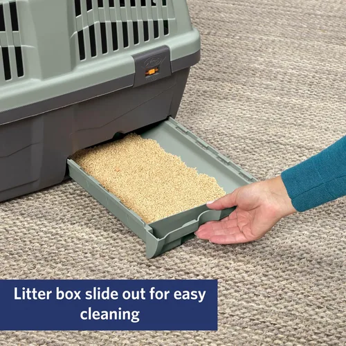 Vista 6 de Midwest Homes for Pets Skudo - Transportador de plástico para gatos de 24 pulgadas con bandeja de arena integrada