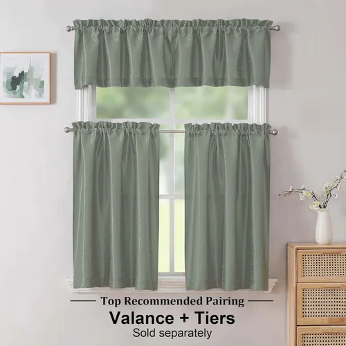 Vista 66 de Chyhomenyc Uptown - Cortinas negras de 24 pulgadas de largo, 2 paneles, cortinas cortas de seda sintética para oscurecer la habitación, cortinas