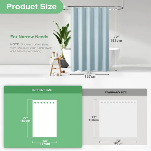 Vista 663 de Cortina de ducha de tela Dynamene verde oscuro - Cortinas de baño de tela de nido de abeja texturizadas resistentes, juego de cortinas de baño