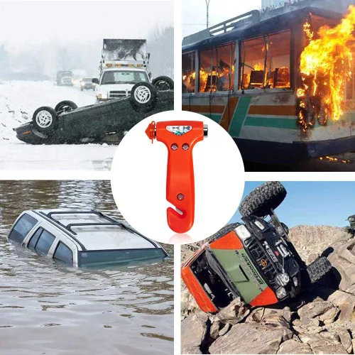 Vista 6 de MOTORBUDDY Paquete de 2 martillos de seguridad para automóvil, martillo de escape de emergencia automático con rompedor de vidrio y cortador