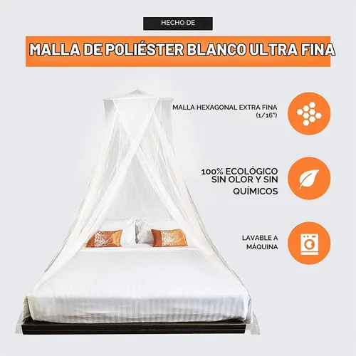 Vista 5 de Mosquitera extragrande King, hecha para King Queen y Twin, mosquitera para cama Cortinas de dosel de cama, mosquitera blanca