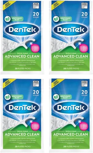 Vista 8 de DenTek Triple Clean Advanced Clean - Púas de hilo dental, sin roturas y sin triturar, 20 unidades (paquete de 2)