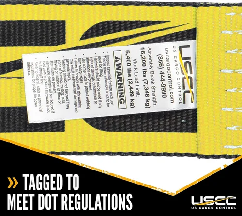 Vista 6 de US Cargo Control Correa de trinquete amarilla resistente de 4 pulgadas x 40 pies con ganchos planos