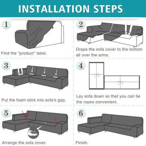 Vista 7 de Funda elástica para sofá en forma de L para sofá seccional, fundas de sofá para perros, mascotas, niños, fundas protectoras de muebles para sofá