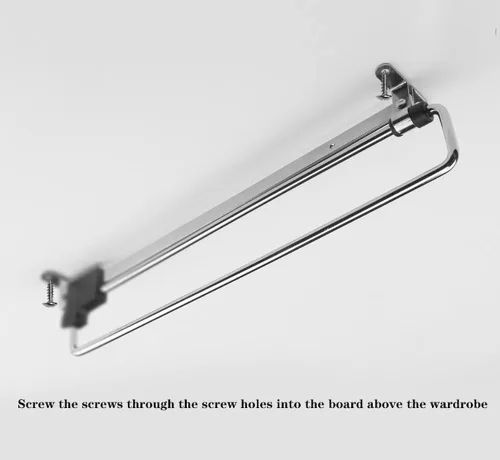Vista 5 de Barra retráctil extraíble para armario, percha de ropa, riel de valet, barra de valet, armario ajustable, montaje superior, ideal para armario