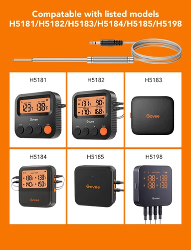 Vista 2 de Govee Termómetro de carne de 0.138 in, sondas de repuesto para modelos H5181, H5182, H5183, H5184, H5185, H5198