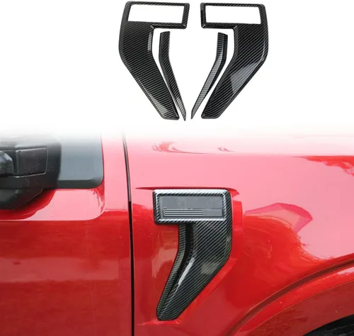 Cubiertas de molduras de emblema de insignia de ventilación lateral de guardabarros de fibra de carbono, accesorios compatibles con Ford F150