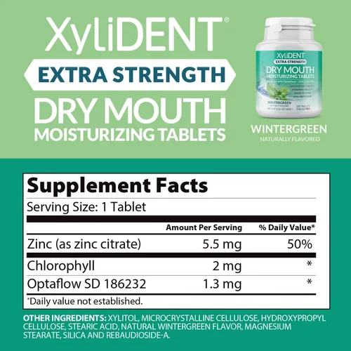 Vista 3 de Tabletas de xilitol extra fuertes para aliviar la boca seca, estimula la saliva, refresca el aliento, reduce la producción de ácido, alivio