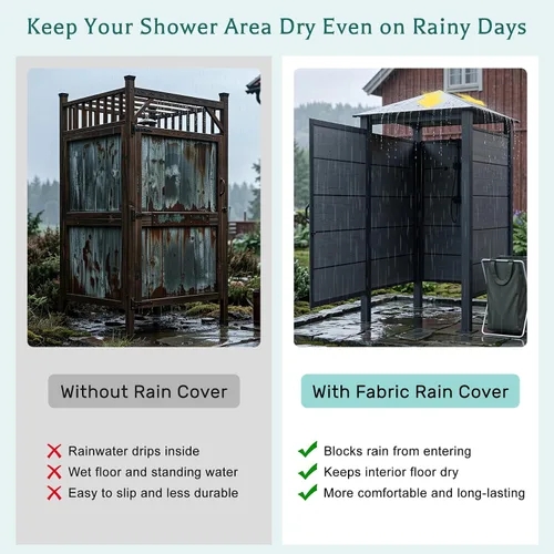 Vista 4 de Domi - Cabina de ducha para exteriores con techo impermeable, cabina