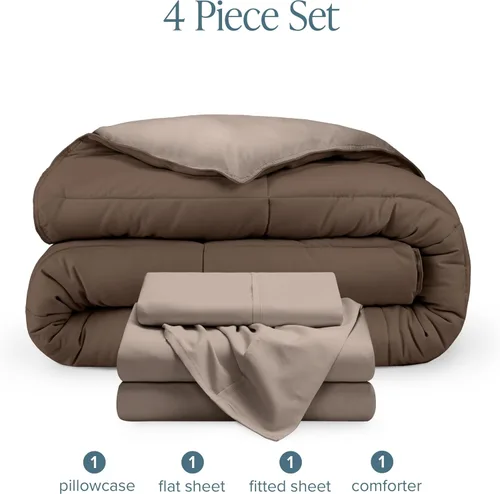 Vista 8 de Bare Home - Juego de edredón reversible en una bolsa y juego de sábanas - Individual - Alternativa al plumón - Suave - Juego de ropa de cama