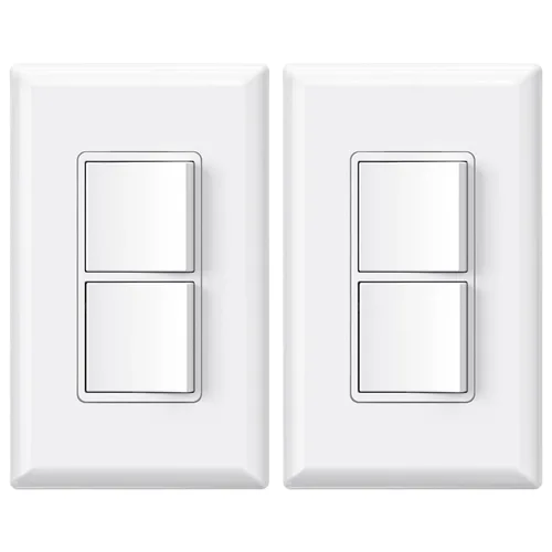 Vista 10 de ELEGRP Decorator - Interruptor de luz doble basculante, dos paletas eléctricas de un solo polo, 15 A 120 V, encendido y apagado en la pared