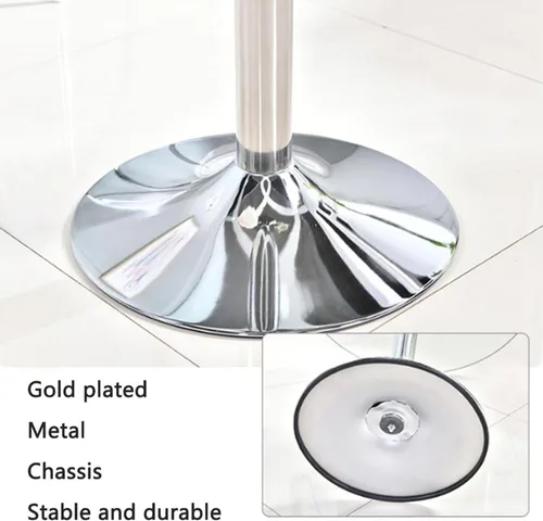 Vista 5 de Mesa de comedor redonda de cristal de 23.4 pulgadas, moderna circular, base resistente y perfecta para 2 a 4 asientos, estilo bistró para comedor