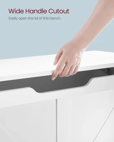 Vista 8 de VASAGLE - ULSB062T14 Cofre de almacenamiento, baúl de almacenamiento con 2 bisagras de seguridad, banco de almacenamiento, banco para zapatos