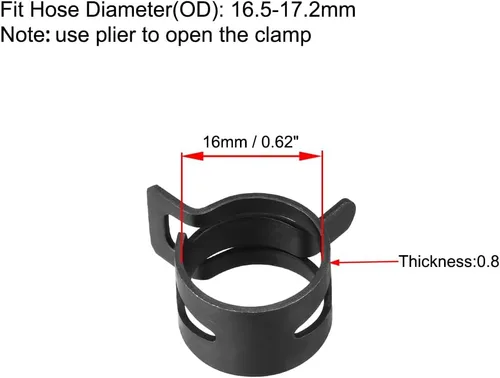 Vista 3 de uxcell Abrazadera de banda de acero de 0.630 in de diámetro interior, ajuste de manguera de 0.650-0.677 in de diámetro exterior tipo banda