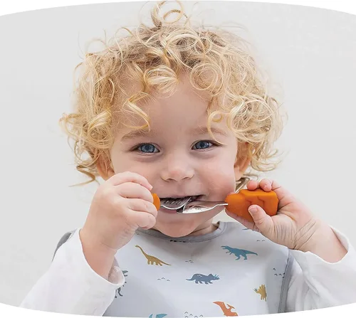Vista 2 de Tiny Twinkle Easy Grip - Juego de utensilios para niños pequeños, cuchara y tenedor, sin BPA ni ftalatos, cubiertos para niños con mango