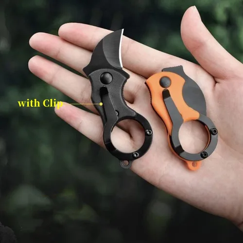 Vista 3 de Cuchillos de bolsillo pequeños de supervivencia, creativos, mini EDC plegable, cuchillo de cuello de cuchilla, llavero, mango de ABS con cadena
