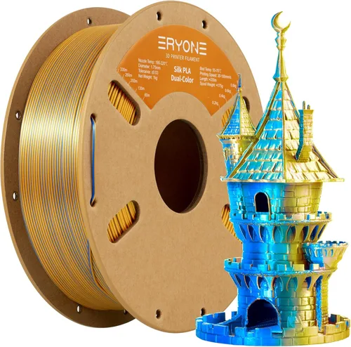 Vista 92 de ERYONE Filamento de ácido poliláctico (PLA) de seda para impresora 3D, de 1.75 mm +/- 0.03 mm, carrete de 1 kg (2.2 libras), verde esmeralda seda