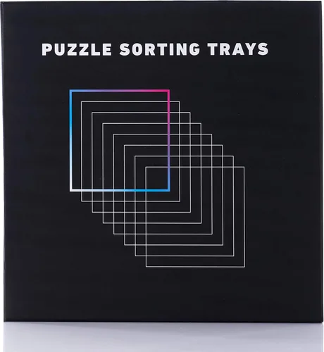 Vista 2 de 8 bandejas de clasificación de rompecabezas con tapa de 8 x 8 pulgadas, accesorios para rompecabezas de fondo negro que hacen que las piezas