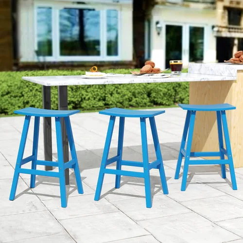 Vista 84 de Costaelm Juego de 2 taburetes de bar para todo tipo de clima, 29 pulgadas de altura, taburetes de bar Adirondack de polietileno para patio, terraza