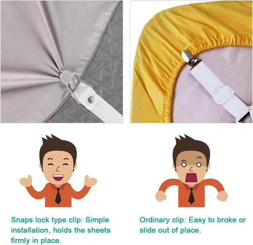 Vista 6 de Correas de soporte para sábanas, clips ajustables para sábanas ajustables, tirantes elásticos para sábanas, fundas de colchón, cojín de sofá
