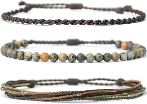 Vista 58 de Pulsera curativa hecha a mano con cuentas de piedra natural, regalo para hombres, pulsera de cuerda ajustable