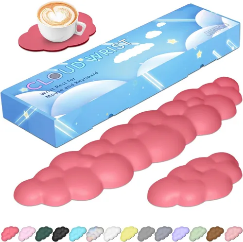 Vista 20 de JIKIOU Reposamuñecas para Teclado Cloud de Cuero Mejorado, Reposamuñecas Cloud con Base de PU Antideslizante, Cómodo Reposamuñecas de Espuma