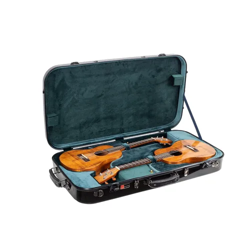 Vista 25 de Crossrock Funda para ukelele doble barítono, 100% pureza de fibra de vidrio con bloqueo TSA, negro (CRF2020DBUBK)