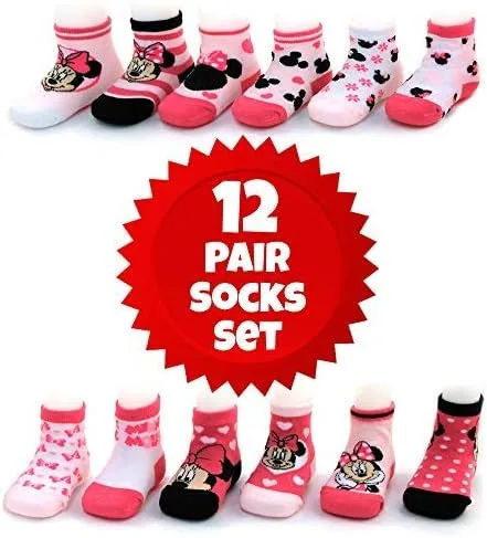 Vista 2 de Disney Baby Girls Socks - 12 Pack Minnie Mouse Daisy Princess Socks NewbornInfant