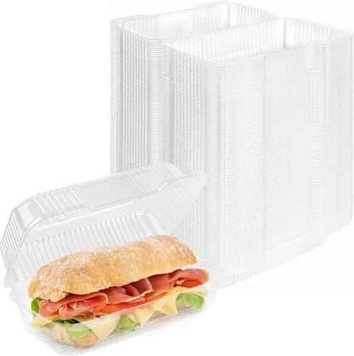 Vista 8 de Stock Your Home - Envase de plástico para llevar alimentos y postres, 25 unidades de 5 x 5 pulgadas, envases de plástico con bisagras, desechables