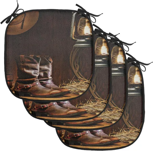 Vista 23 de Lunarable Juego de 4 cojines de asiento para silla, diseño de pétalos de flores de iris florecientes, arte de forma desgastada, acolchado de asiento