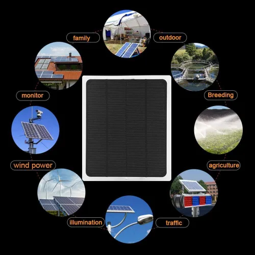 Vista 2 de Cargador de panel solar, panel monocristalino portátil de 12 V 10 W, cargador USB para luz de teléfono de automóvil, tableta de teléfono celular