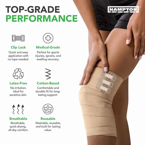 Vista 4 de Hampton Adams Como se ve en Shark Tank Vendaje elástico original (paquete de 6) Paquete de varios tamaños Vendaje de compresión de algodón