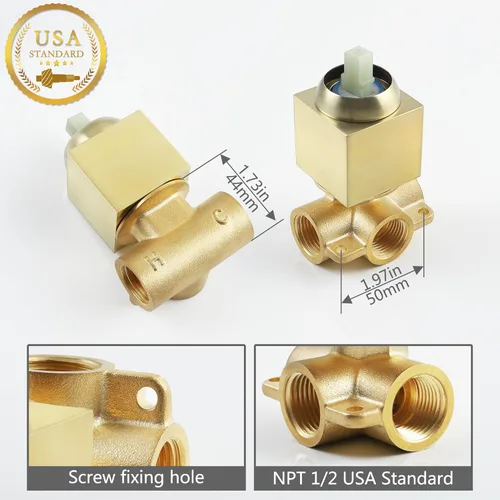 Vista 5 de SKOWLL Kit de Válvula de Ducha Oro Cepillado Kit de Ajuste de Válvula de Mango de Ducha, Montaje en Pared Función Única Kit de Válvula de Control